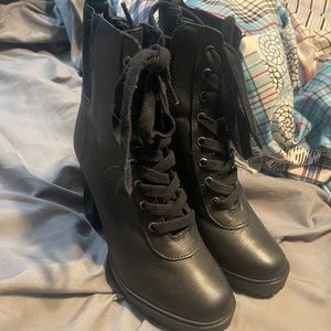 Steve Madden Black Heel Combat Boots